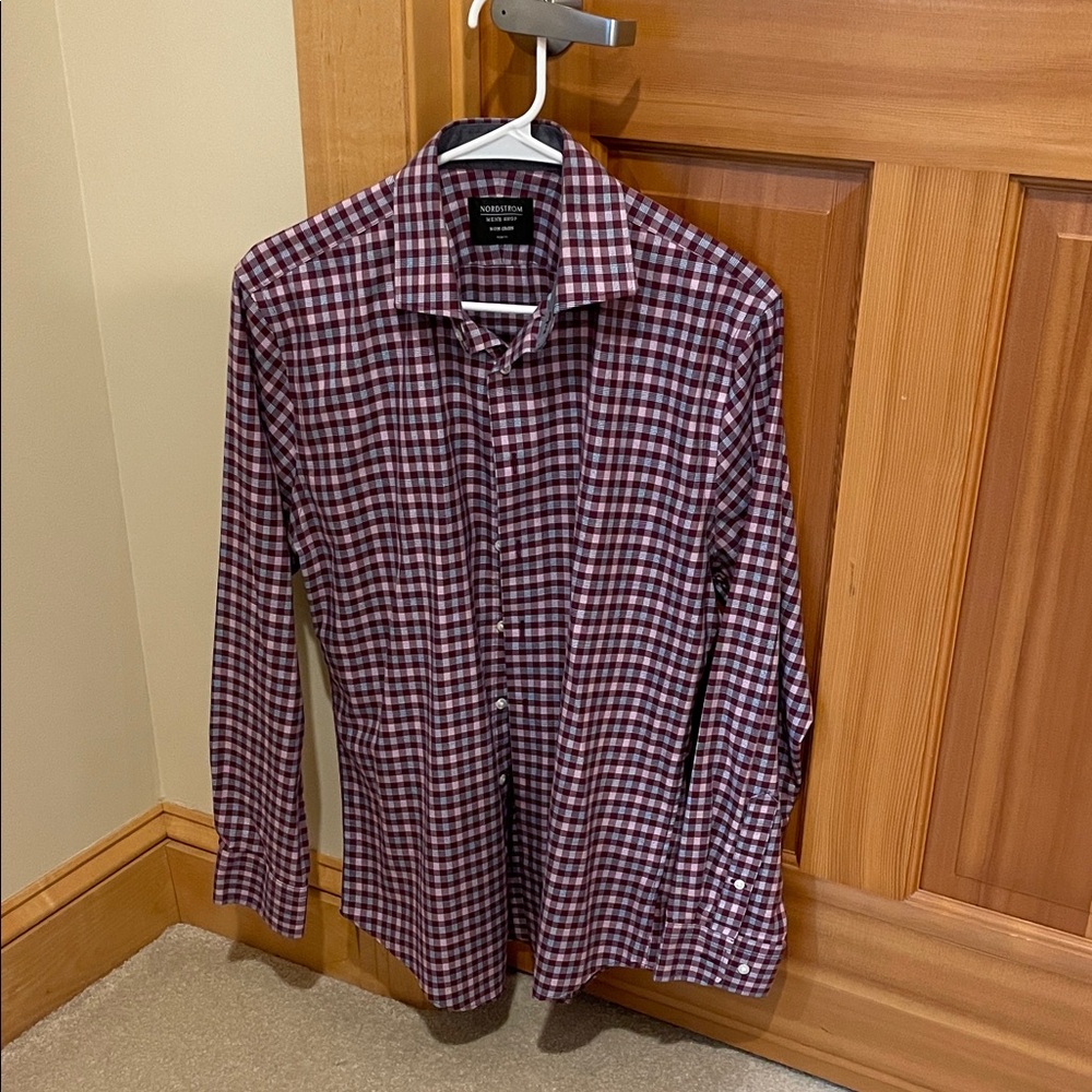 Nordstrom Men's Checkered Shirt - Red and White